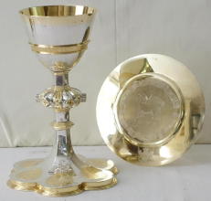 French antique solid silver gilt Gothic Chapel Set